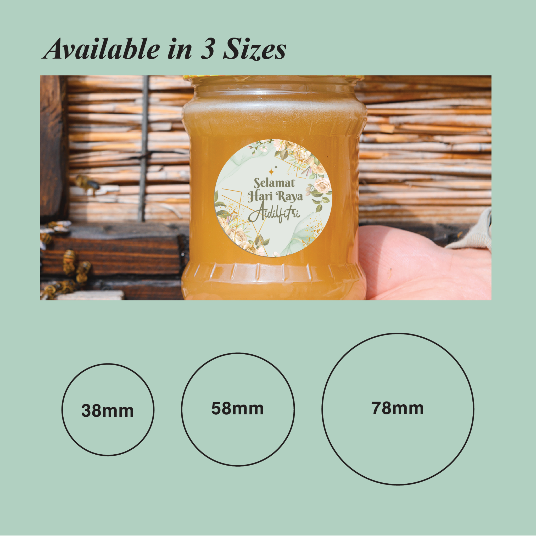 Hari Raya Round Label Stickers Printing | 2B Printing