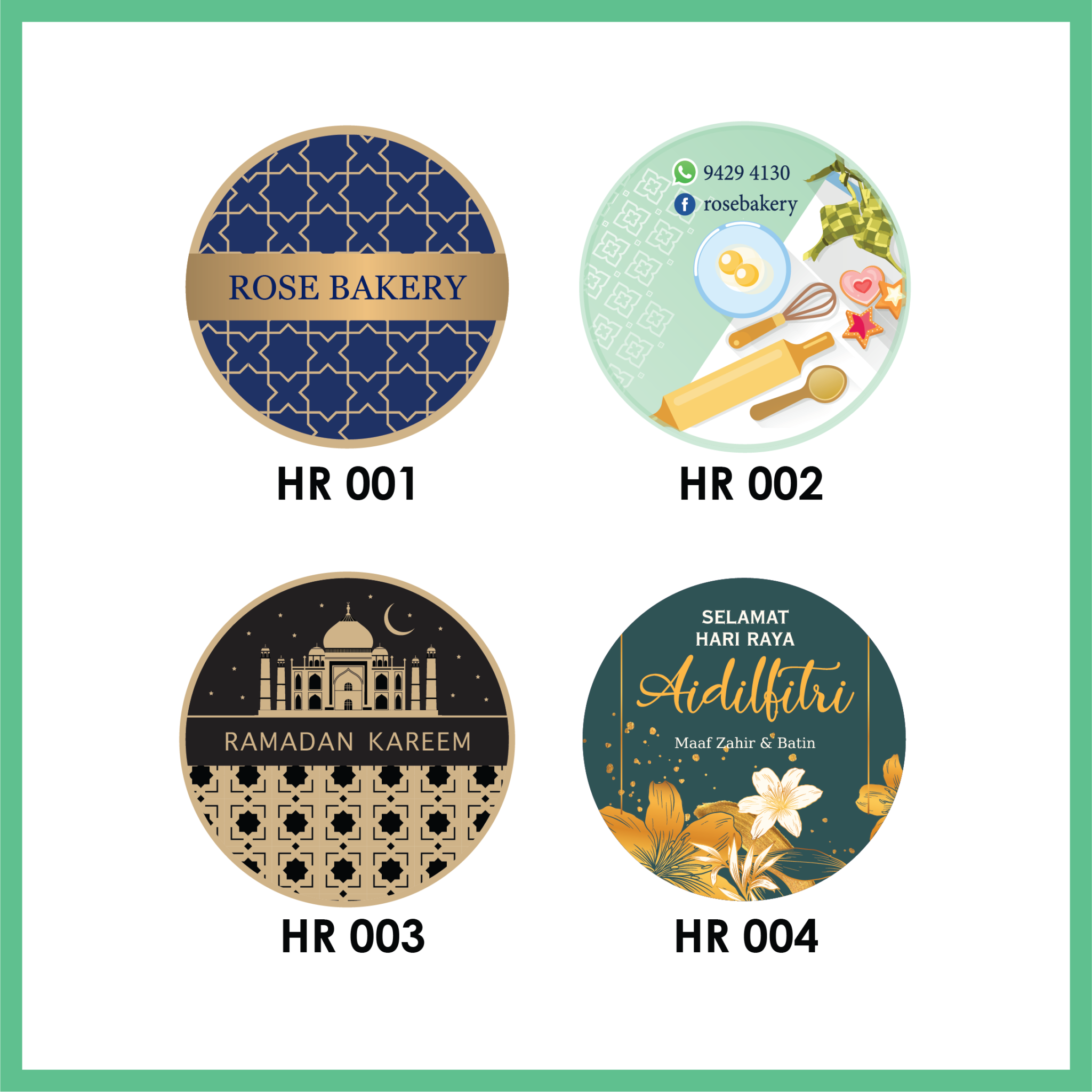 Sticker Raya Template Hari Raya Round Label Stickers Printing | 2B Printing