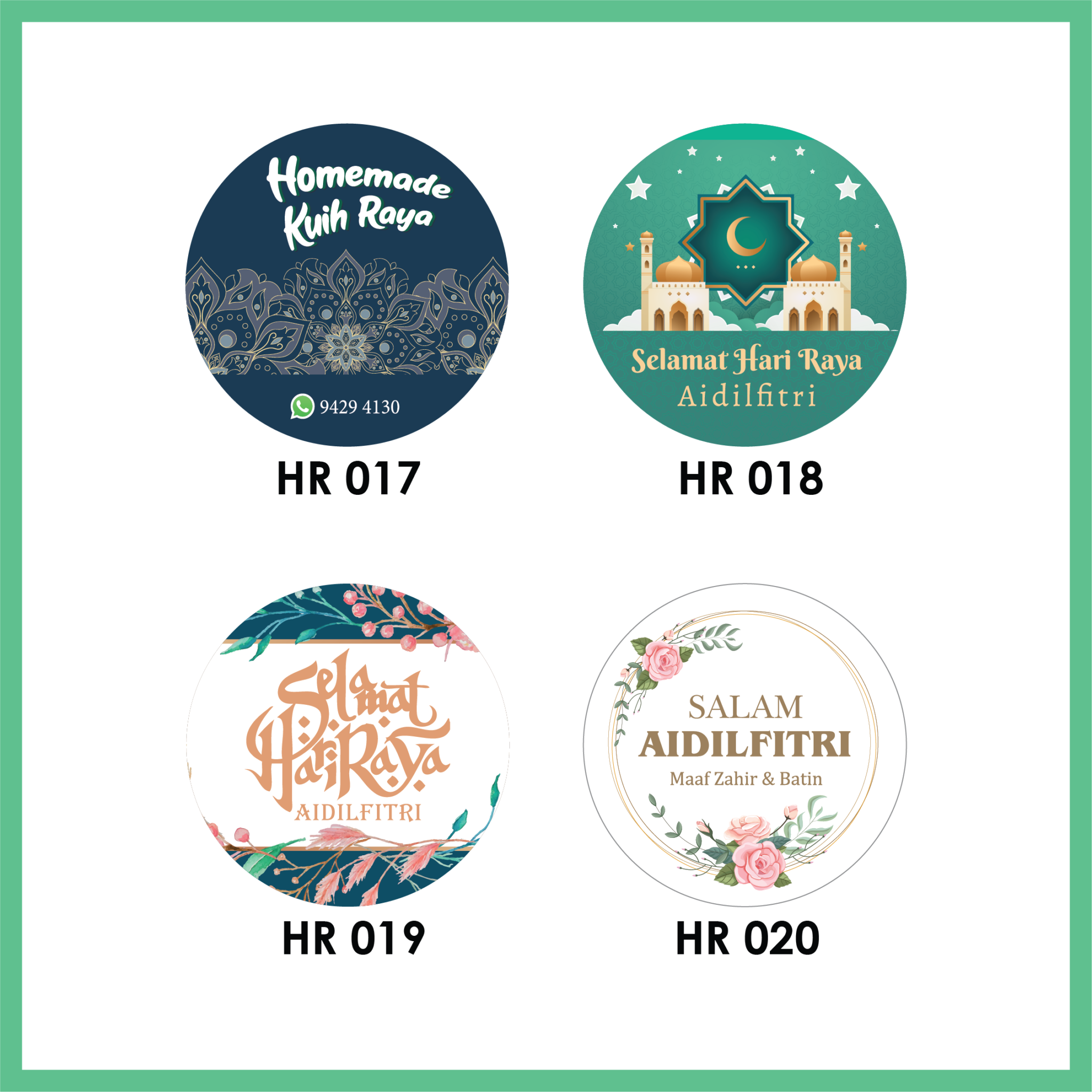 Hari Raya Round Label Stickers Printing | 2B Printing